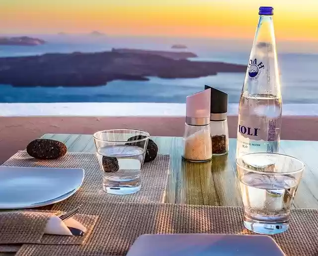 Free download Santorini Eating Water -  free photo or picture to be edited with GIMP online image editor