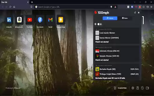 100mph Live Cricket Scores  from Chrome web store to be run with OffiDocs Chromium online