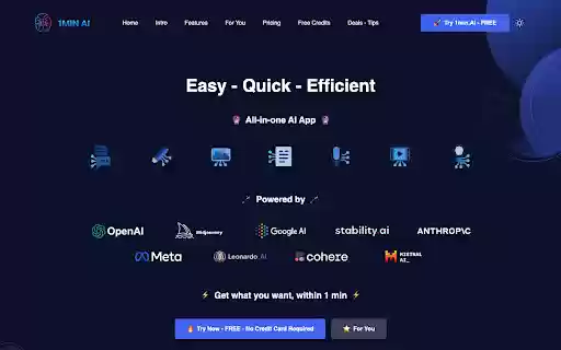 1min.AI Extension  from Chrome web store to be run with OffiDocs Chromium online