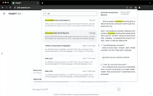 1Proompt: ChatGPT Conversations Search  from Chrome web store to be run with OffiDocs Chromium online