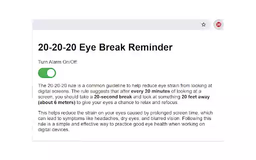 20 20 20 Eye Break Reminder  from Chrome web store to be run with OffiDocs Chromium online