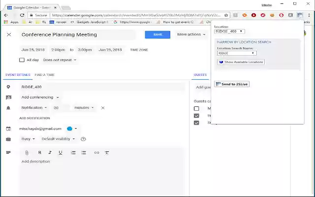 25Live Google Calendar Extension  from Chrome web store to be run with OffiDocs Chromium online