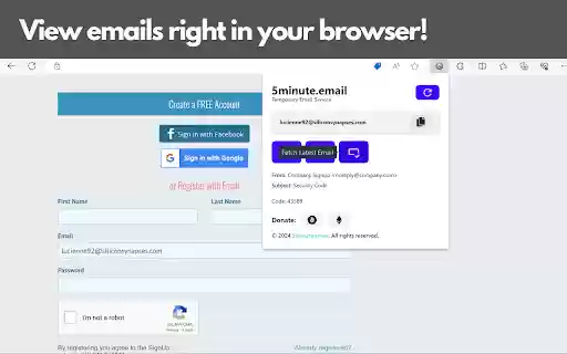 5 Minute Temporary Email  from Chrome web store to be run with OffiDocs Chromium online