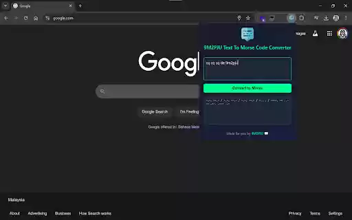 9M2PJU Text To Morse Code Converter  from Chrome web store to be run with OffiDocs Chromium online