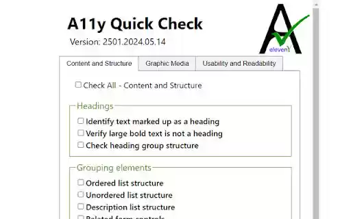 A11y quick check  from Chrome web store to be run with OffiDocs Chromium online