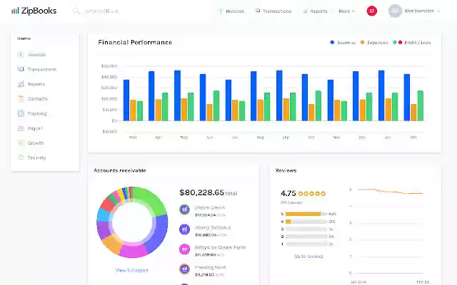 Accounting Software by ZipBooks  from Chrome web store to be run with OffiDocs Chromium online