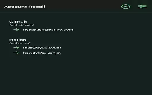 Account Recall  from Chrome web store to be run with OffiDocs Chromium online