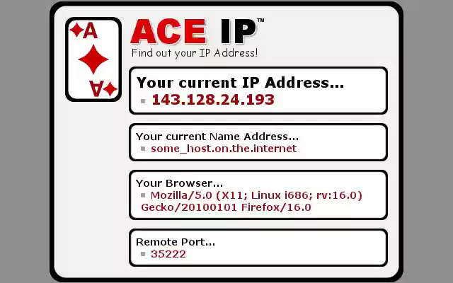 ACE IP Find Your IP Address from Chrome web store to be run with OffiDocs Chromium online ACE IP Find Your IP Address from Chrome web store to be run with OffiDocs Chromium online