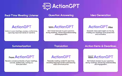 ActionGPT ChatGPT for Meetings  from Chrome web store to be run with OffiDocs Chromium online