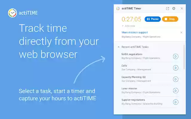 actiTIME Time Tracking Project Management de Chrome web store para ejecutarse con OffiDocs Chromium en línea