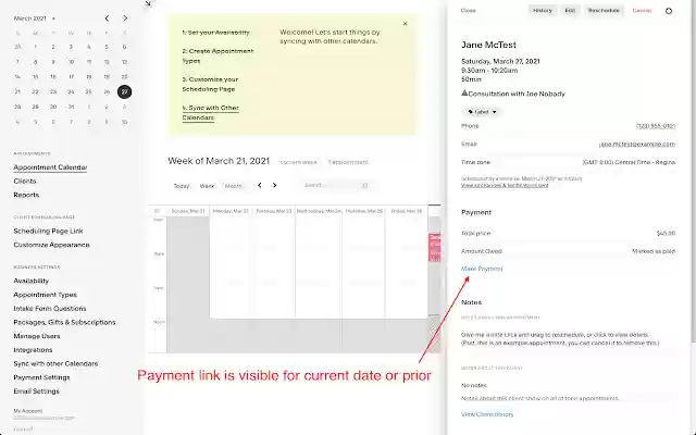 Acuity Scheduling Payment Link Fix  from Chrome web store to be run with OffiDocs Chromium online