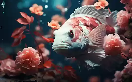 A cute little fish is weaving between the aquatic plants.  from Chrome web store to be run with OffiDocs Chromium online
