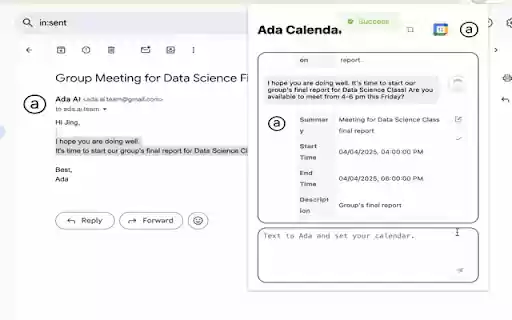 Ada Calendar  from Chrome web store to be run with OffiDocs Chromium online