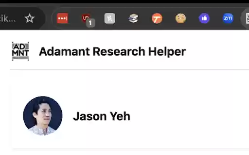 Adamant Research Helper  from Chrome web store to be run with OffiDocs Chromium online
