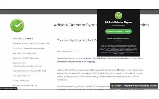AdBlock Detector Bypass by CPE  from Chrome web store to be run with OffiDocs Chromium online