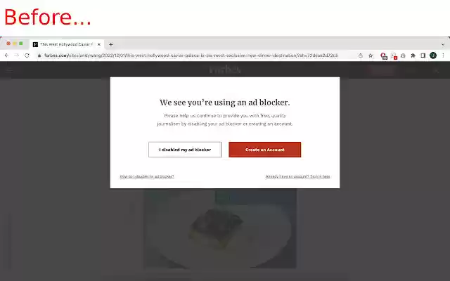 Ad Blocker Notice Removal  from Chrome web store to be run with OffiDocs Chromium online