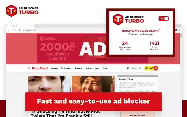 Ad blocker Turbo  from Chrome web store to be run with OffiDocs Chromium online