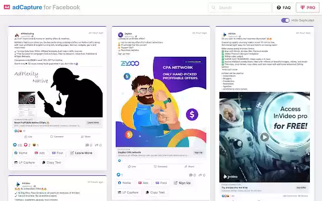 adCapture Ad Finder for Facebook  from Chrome web store to be run with OffiDocs Chromium online