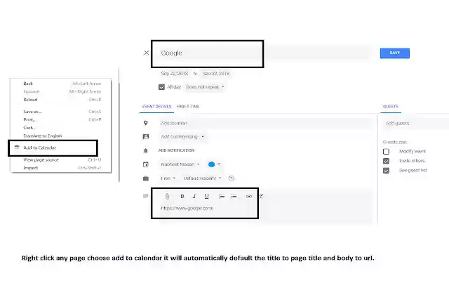 Add To Calendar  from Chrome web store to be run with OffiDocs Chromium online