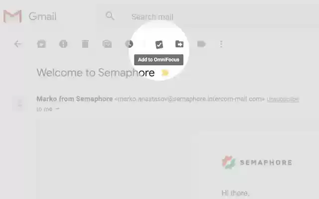 Add to OmniFocus for Gmail  from Chrome web store to be run with OffiDocs Chromium online