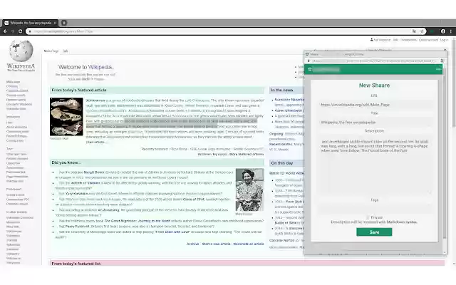 Add to Shaarli  from Chrome web store to be run with OffiDocs Chromium online