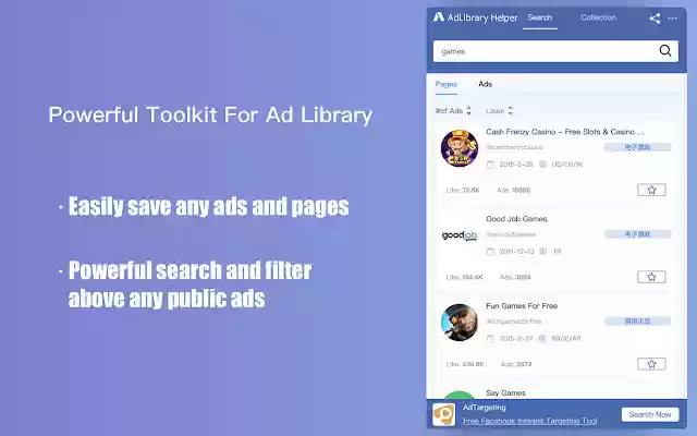 Ad LibraryAd Finder  Adspy Tool  from Chrome web store to be run with OffiDocs Chromium online