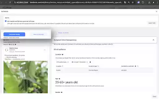 Ad Library Cloud  from Chrome web store to be run with OffiDocs Chromium online