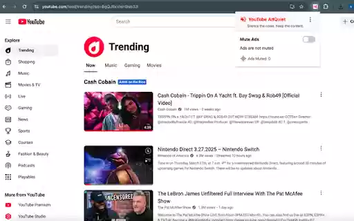 AdQuiet: Mute Ads on YouTube  Twitch  from Chrome web store to be run with OffiDocs Chromium online