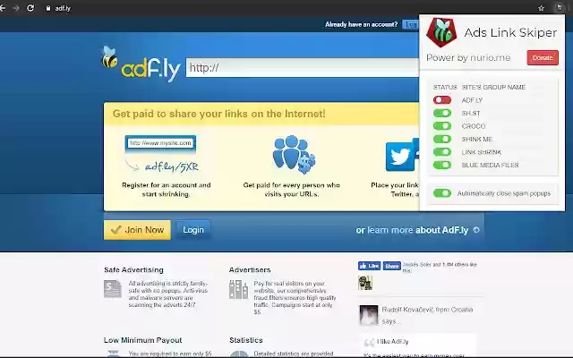Ads Link Skipper dari toko web Chrome untuk dijalankan dengan OffiDocs Chromium online