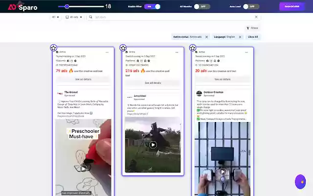 AdSparo AdLibrary Ad Finder  Ad spy Tool  from Chrome web store to be run with OffiDocs Chromium online