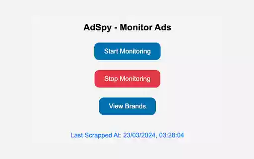 AdSpy Monitor Ads  from Chrome web store to be run with OffiDocs Chromium online