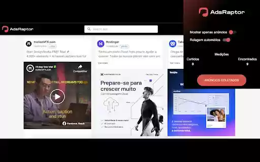 AdsRaptor Capturar anúncios e produtos grátis  from Chrome web store to be run with OffiDocs Chromium online