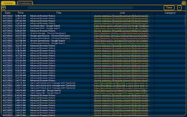 Advanced Browser History  from Chrome web store to be run with OffiDocs Chromium online