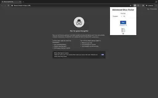 Advanced Dice Roller  from Chrome web store to be run with OffiDocs Chromium online