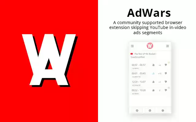 AdWars for YouTube  from Chrome web store to be run with OffiDocs Chromium online
