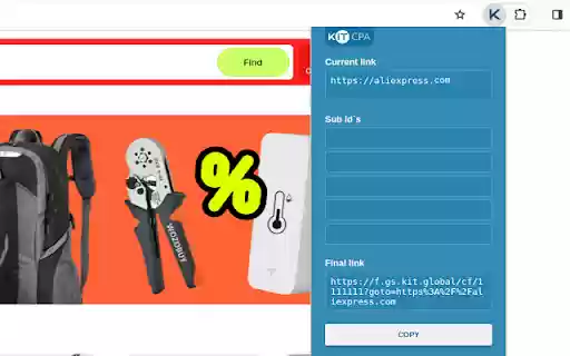 Affiliate programme network "KIT CPA"  from Chrome web store to be run with OffiDocs Chromium online