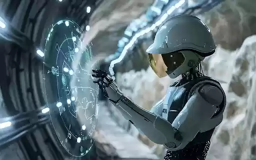 A futuristic scene with high tech robots  from Chrome web store to be run with OffiDocs Chromium online