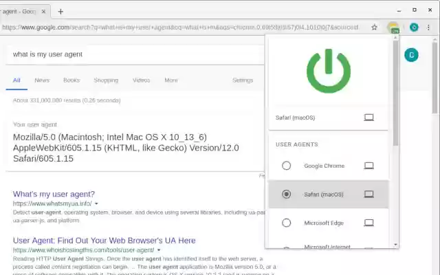 Agentium: User agent switcher  from Chrome web store to be run with OffiDocs Chromium online