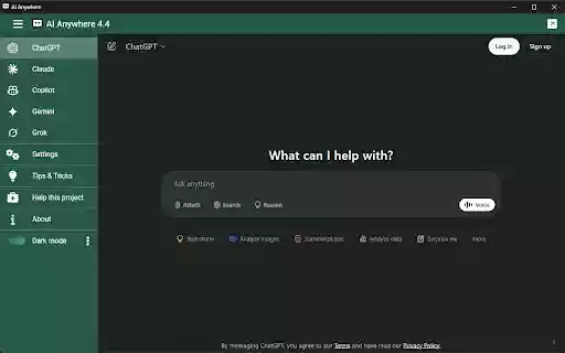 AI Anywhere for ChatGPT  from Chrome web store to be run with OffiDocs Chromium online