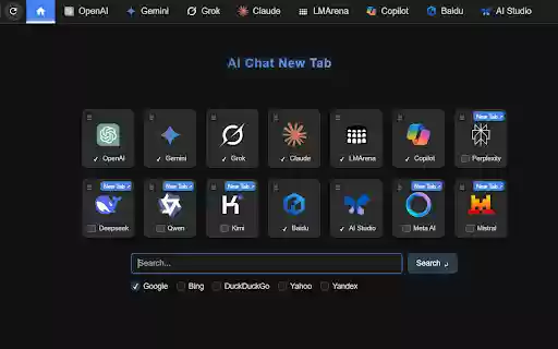 AI Chat New Tab  from Chrome web store to be run with OffiDocs Chromium online