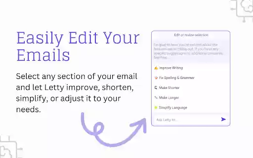 AI Email Writer for Gmail Letty  from Chrome web store to be run with OffiDocs Chromium online