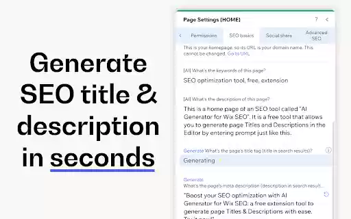 AI Generator for Wix SEO  from Chrome web store to be run with OffiDocs Chromium online