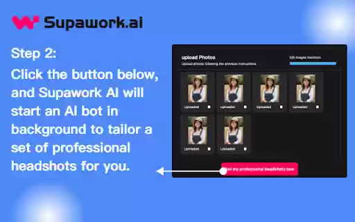AI Headshots Generator Supawork AI  from Chrome web store to be run with OffiDocs Chromium online