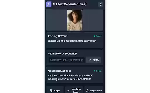 AI Image ALT Text Generator (Free)  from Chrome web store to be run with OffiDocs Chromium online