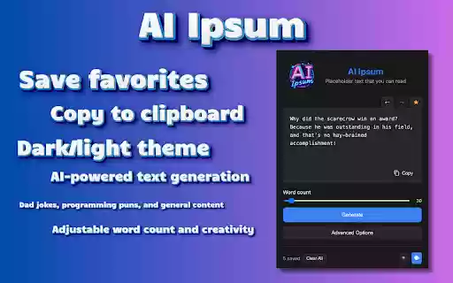 AI Ipsum  from Chrome web store to be run with OffiDocs Chromium online