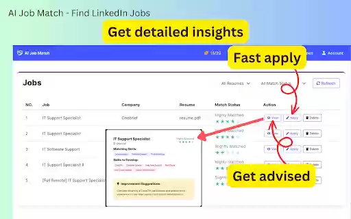 AI Job Match Find LinkedIn Jobs  from Chrome web store to be run with OffiDocs Chromium online