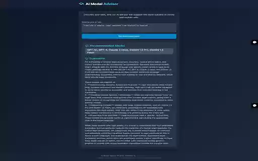 AI Model Advisor  from Chrome web store to be run with OffiDocs Chromium online