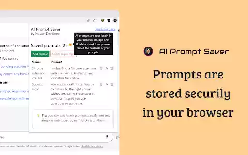 AI Prompt Saver from Chrome web store to be run with OffiDocs Chromium online AI Prompt Saver from Chrome web store to be run with OffiDocs Chromium online