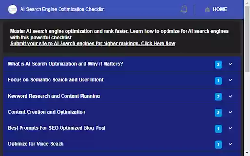 AI Search Engine Optimization Checklist  from Chrome web store to be run with OffiDocs Chromium online