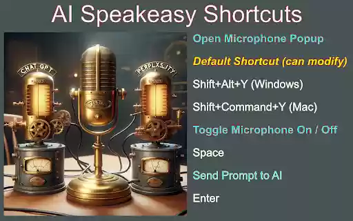 AI Speakeasy Microphone for ChatGPT, Perplexity and Claude  from Chrome web store to be run with OffiDocs Chromium online